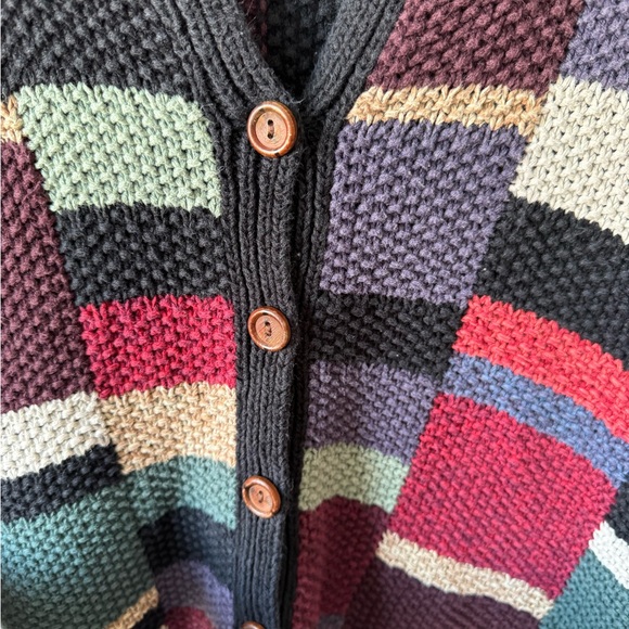 Vintage Multicolor Patchwork Knit Cardigan - Picture 7 of 8